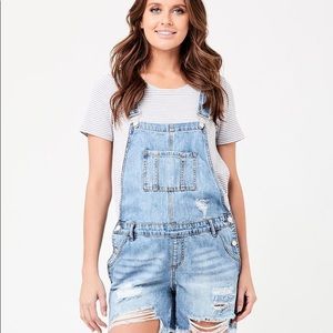 Ripe denim maternity short overalls NEW